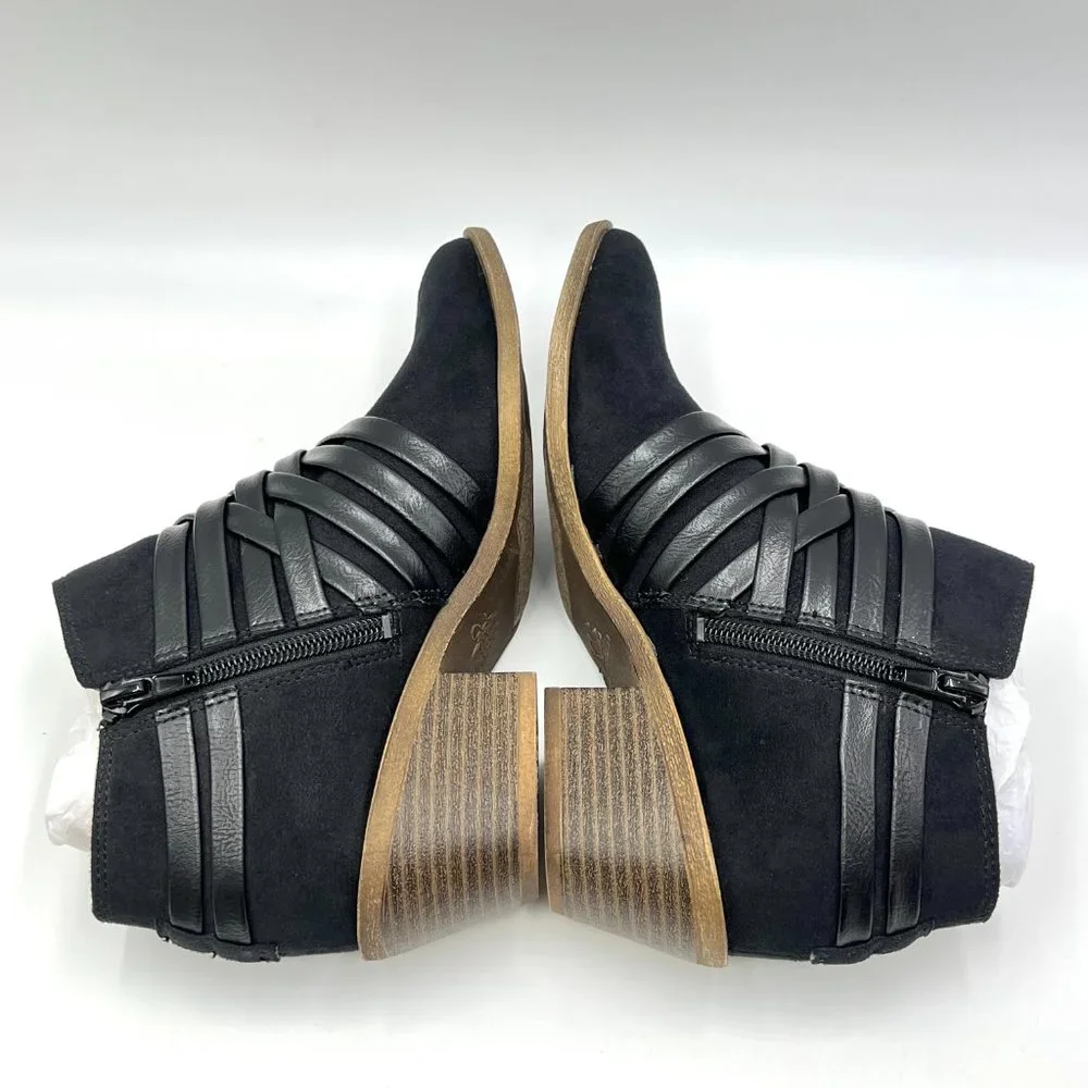 6W‎ 6 WIDE Lifestride Womens Prairie Black Faux Vegan Suede Leather Ankle Boots